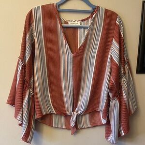 Lavender Field Multicolor Striped V-Neck Blouse